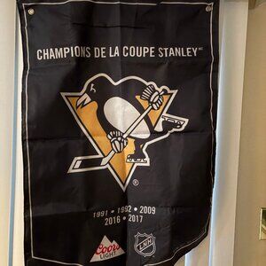 Pittsburgh Penguins 5-Time Stanley Cup Champions Banner Flag - Coors Light Promo